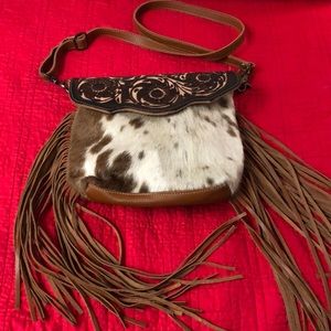 Cow hide, leather purse